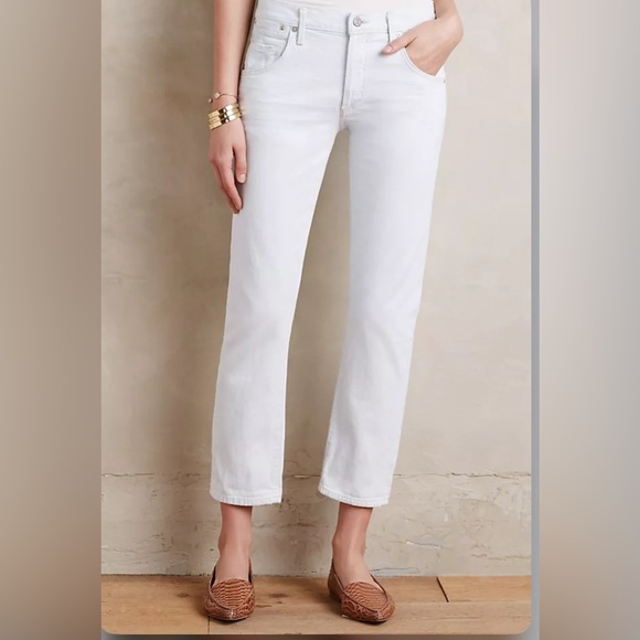 Citizens Of Humanity Denim - Citizens Of Humanity White Cropped Boyfriend Jeans